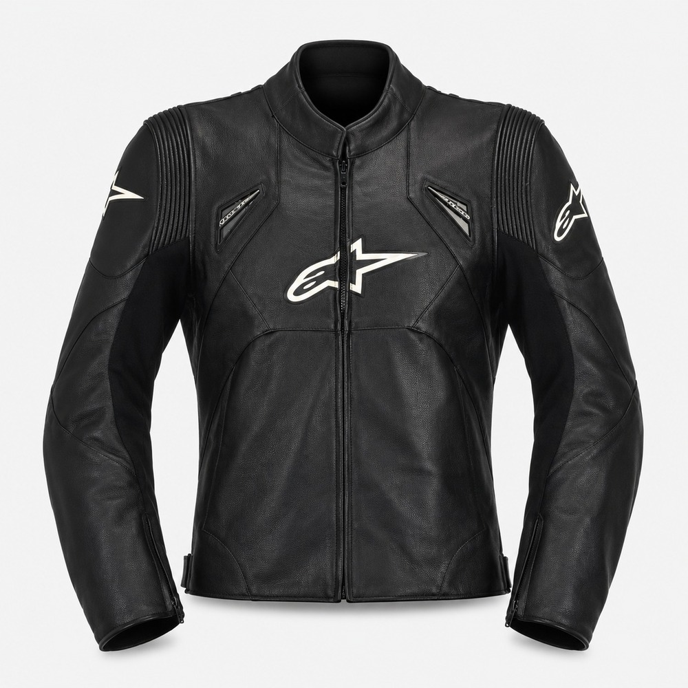 Alpinestars 100% Leather Motorcycle Jacket, Blk, Armor, Men's L-XL, US 44, EU 54